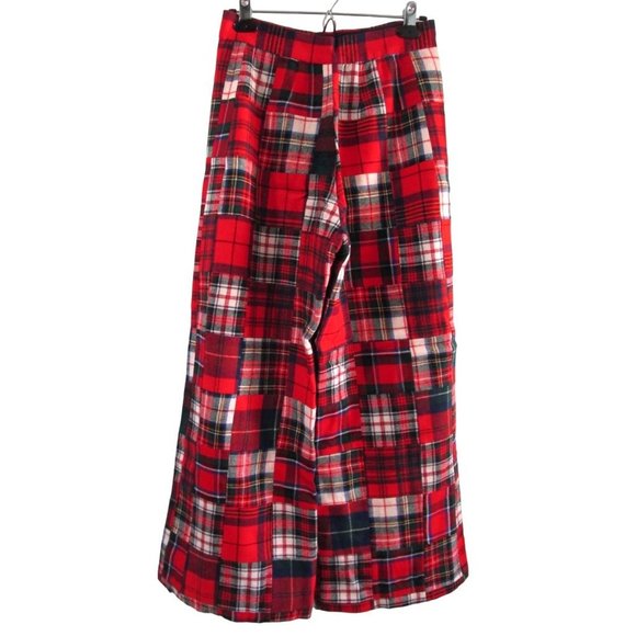 Wool Plaid Patchwork Flare Pants Lined No Tag Vintage Hand Made See Measurements - Picture 4 of 15